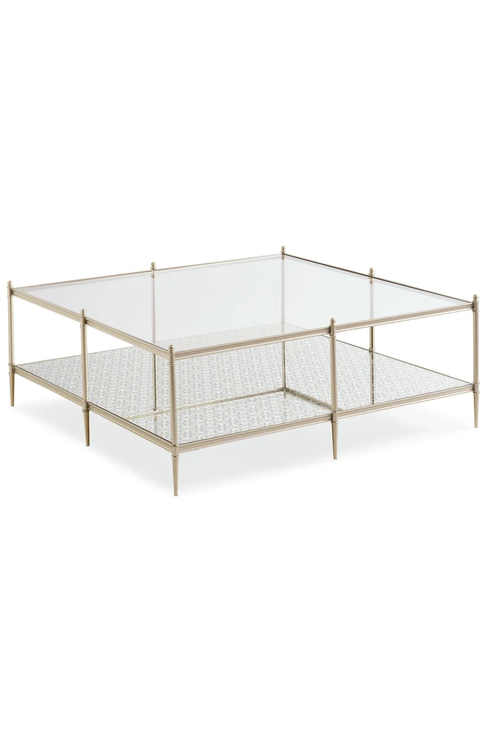 Luxury Square Glass Metal Cocktail Table Modern Italian Style for Villa