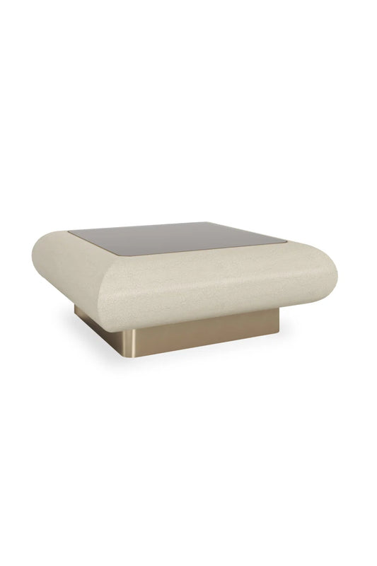 Luxury Square Ivory Glass Coffee Table Modern Italian Style for Villa