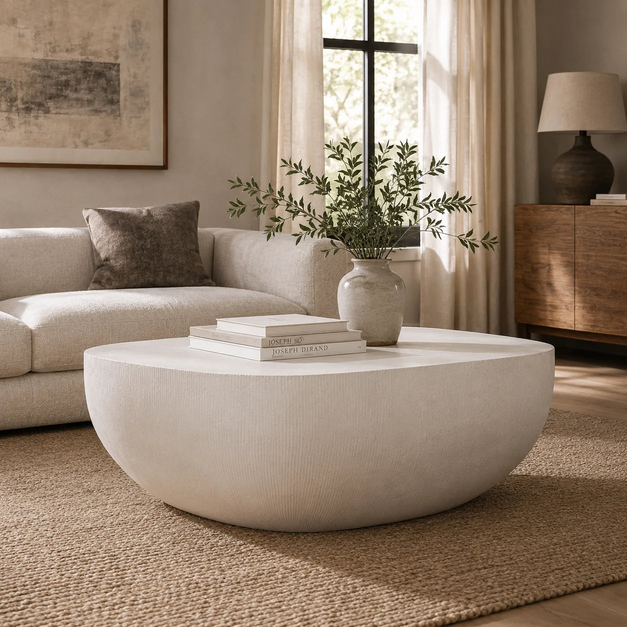 Luxury Square Limestone Coffee Table Modern Italian Style for Villa
