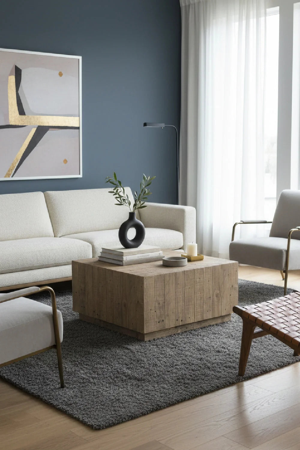 Luxury Square Natural Wood Coffee Table Modern Italian Style for Villa