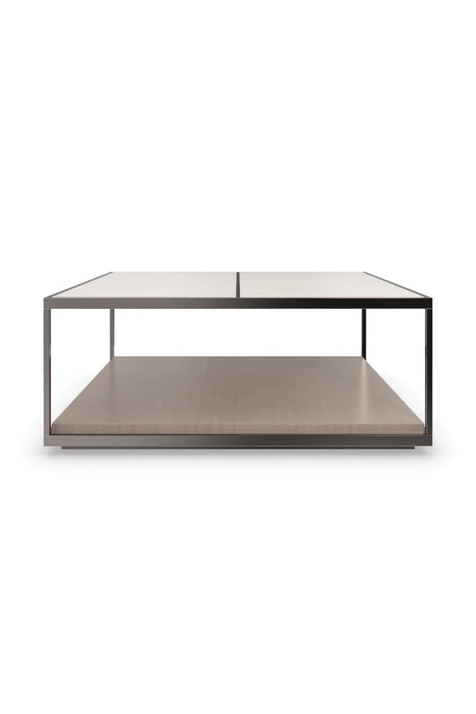 Luxury Square Travertine Stone Coffee Table Modern Italian Style for Villa