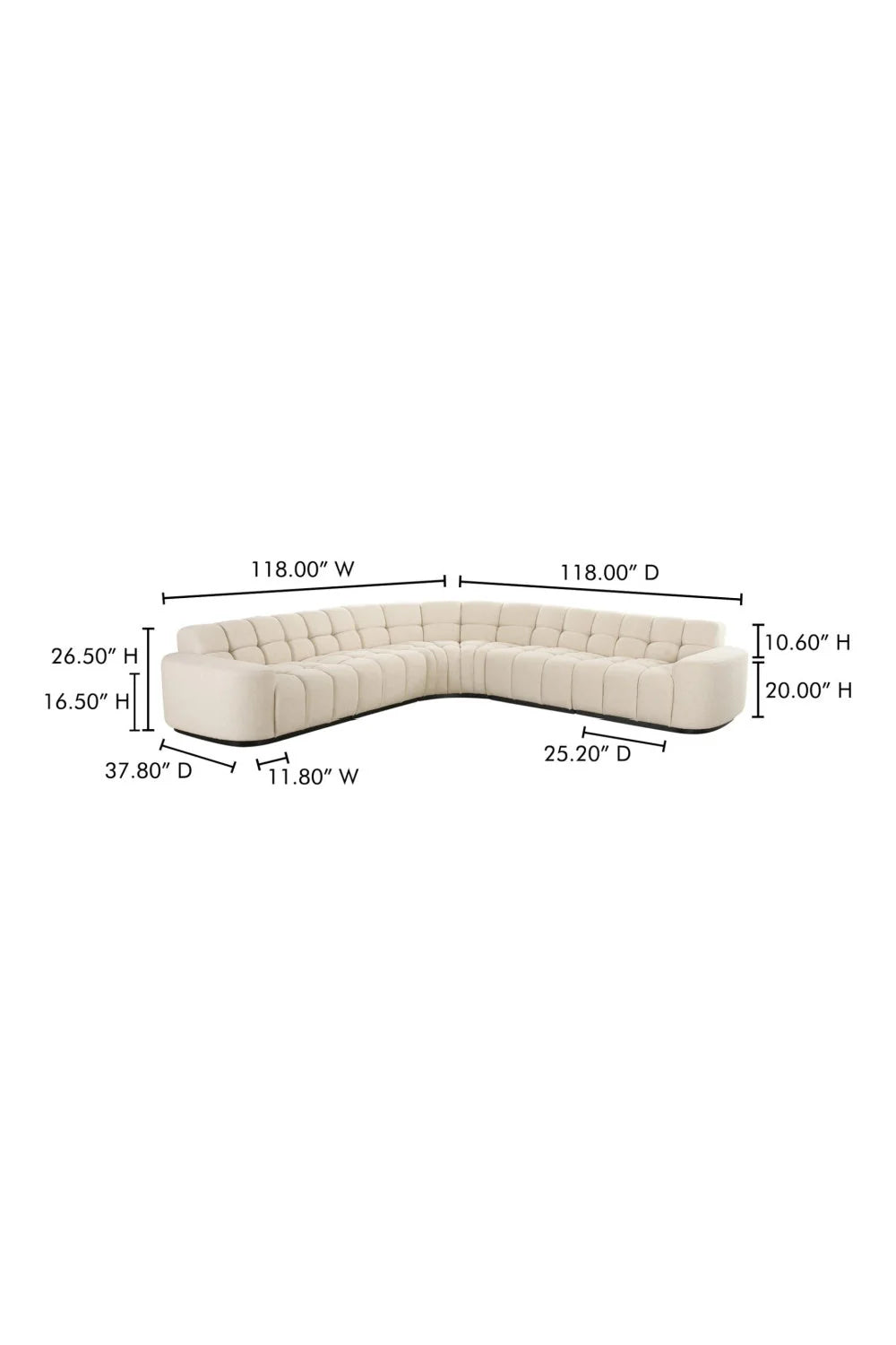 Luxury Square Tufted L-Shaped Sectional Sofa Modern Italian Style for Villa
