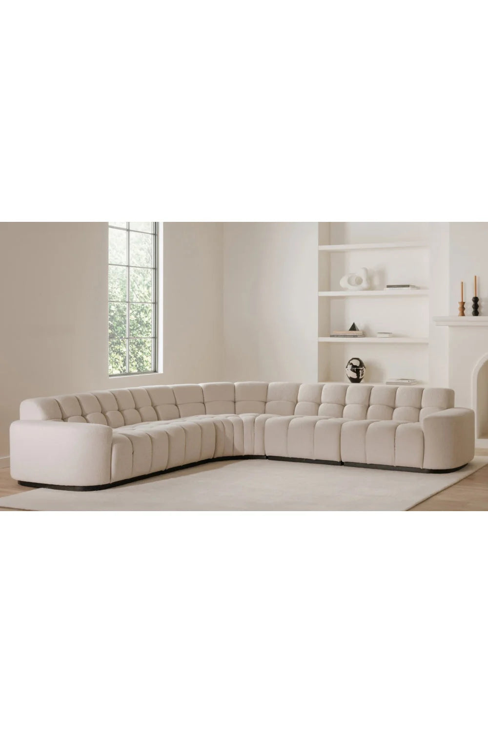 Luxury Square Tufted L-Shaped Sectional Sofa Modern Italian Style for Villa