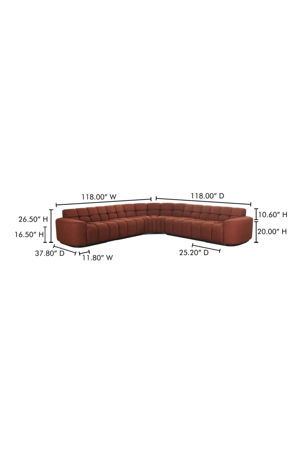 Luxury Square Tufted L-Shaped Sectional Sofa Modern Italian Style for Villa