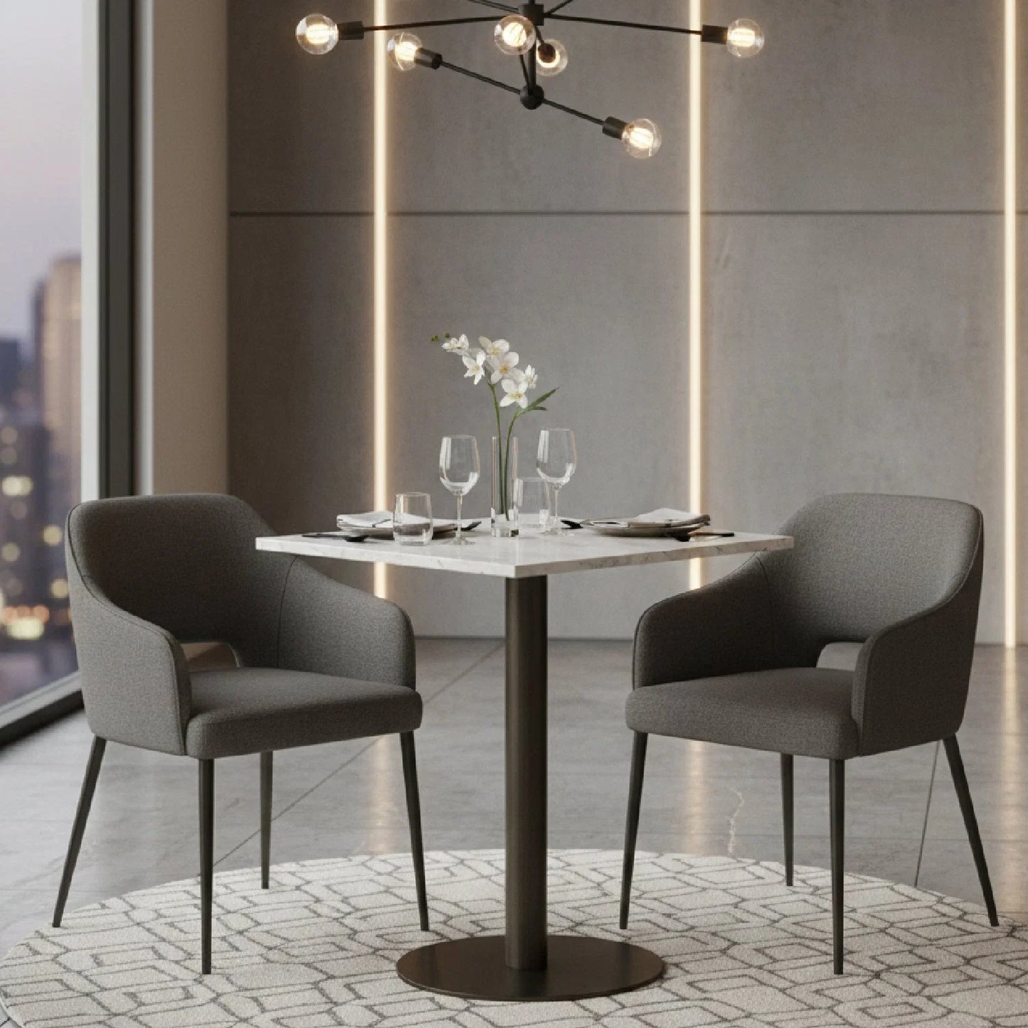 Luxury Square White Marble Bistro Table Modern Italian Style for Villa