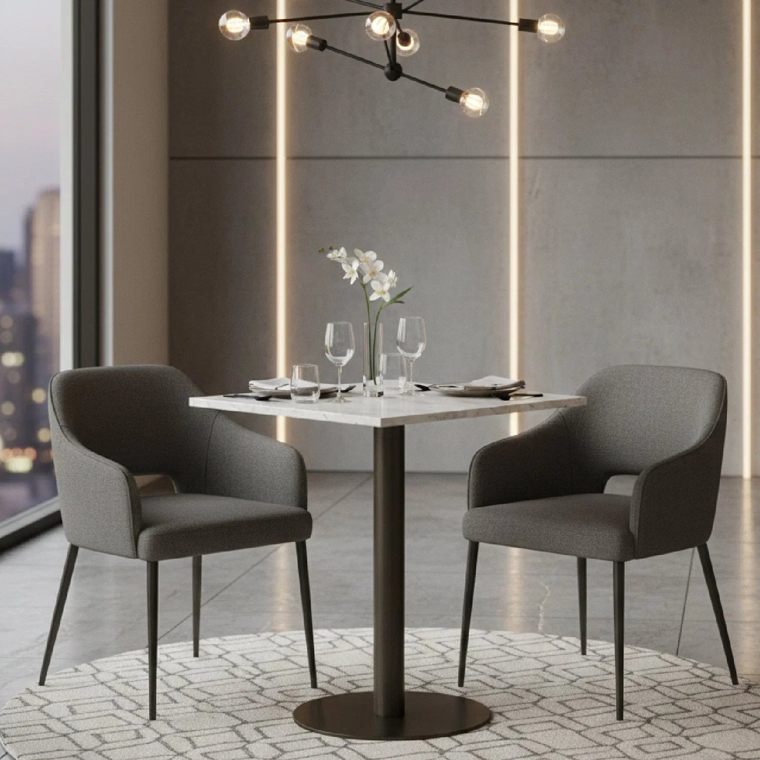 Luxury Square White Marble Bistro Table Modern Italian Style for Villa