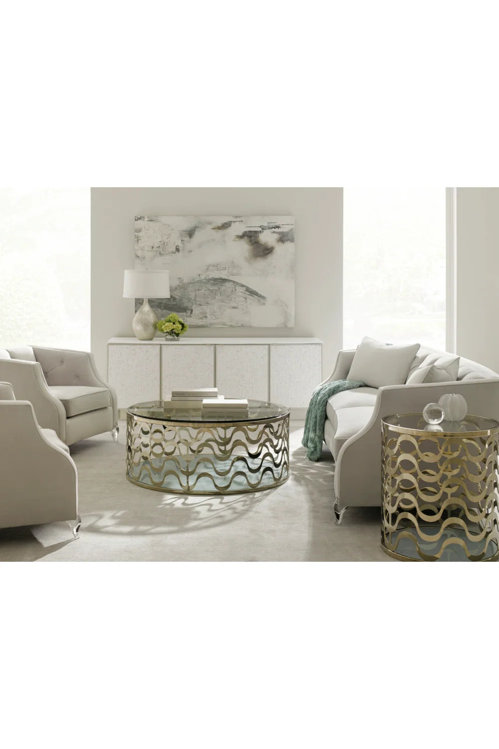 Luxury Stacked Shell Sideboard Modern Italian Style for Villa