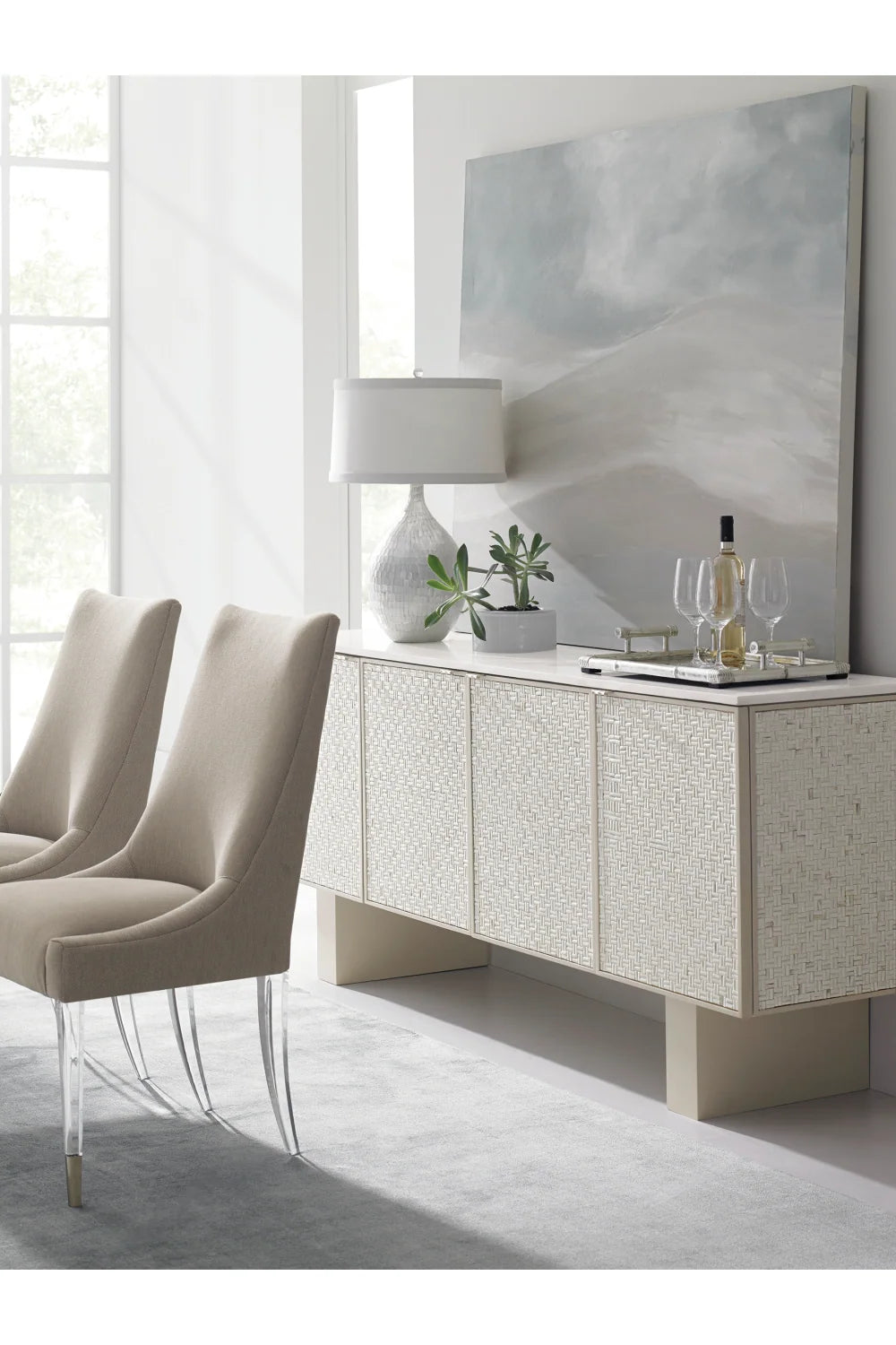 Luxury Stacked Shell Sideboard Modern Italian Style for Villa