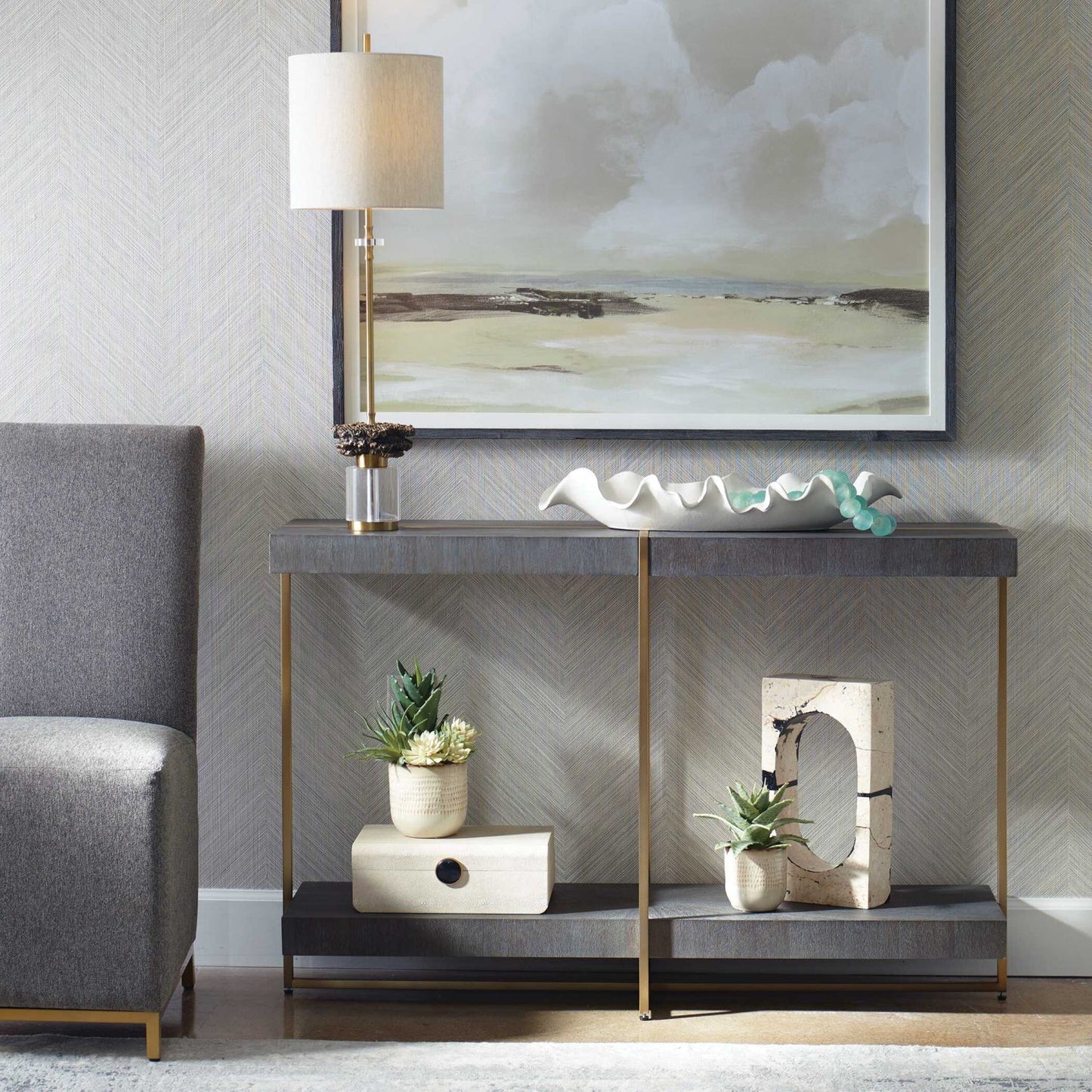 Luxury Starburst Acacia Console Table Modern Italian Style for Villa