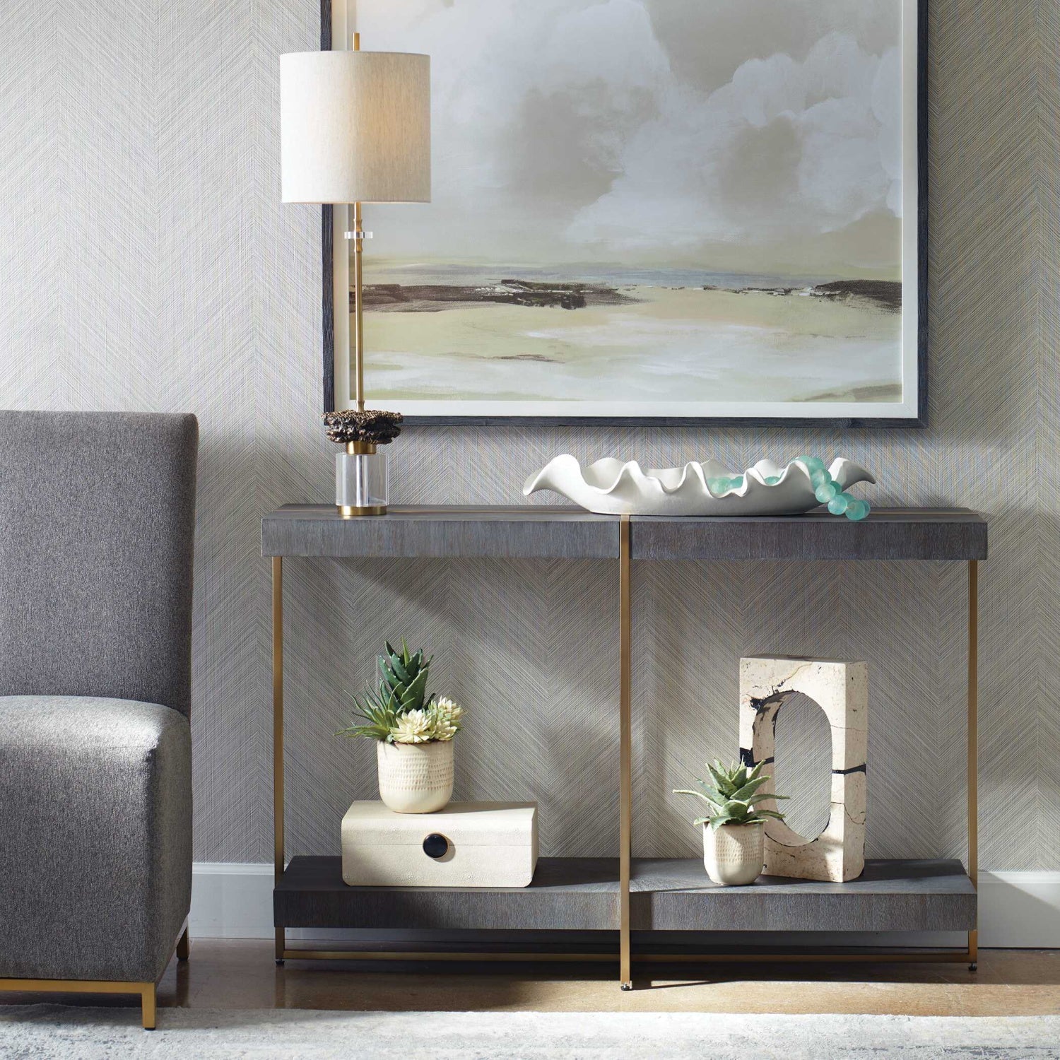 Luxury Starburst Acacia Console Table Modern Italian Style for Villa