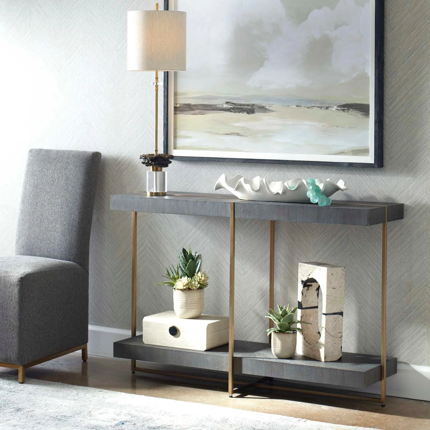 Luxury Starburst Acacia Console Table Modern Italian Style for Villa