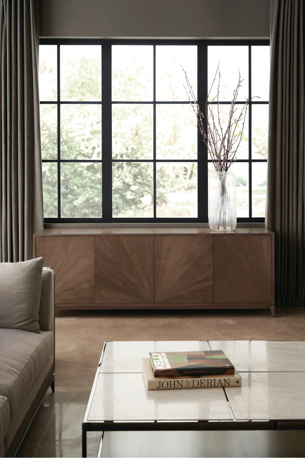 Luxury Starburst Wooden Sideboard European Style for Villa