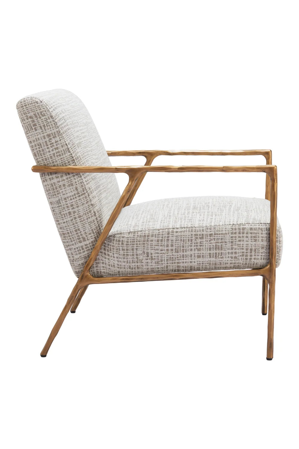 Luxury Steel Framed Beige Lounge Chair Modern Italian Style for Villa