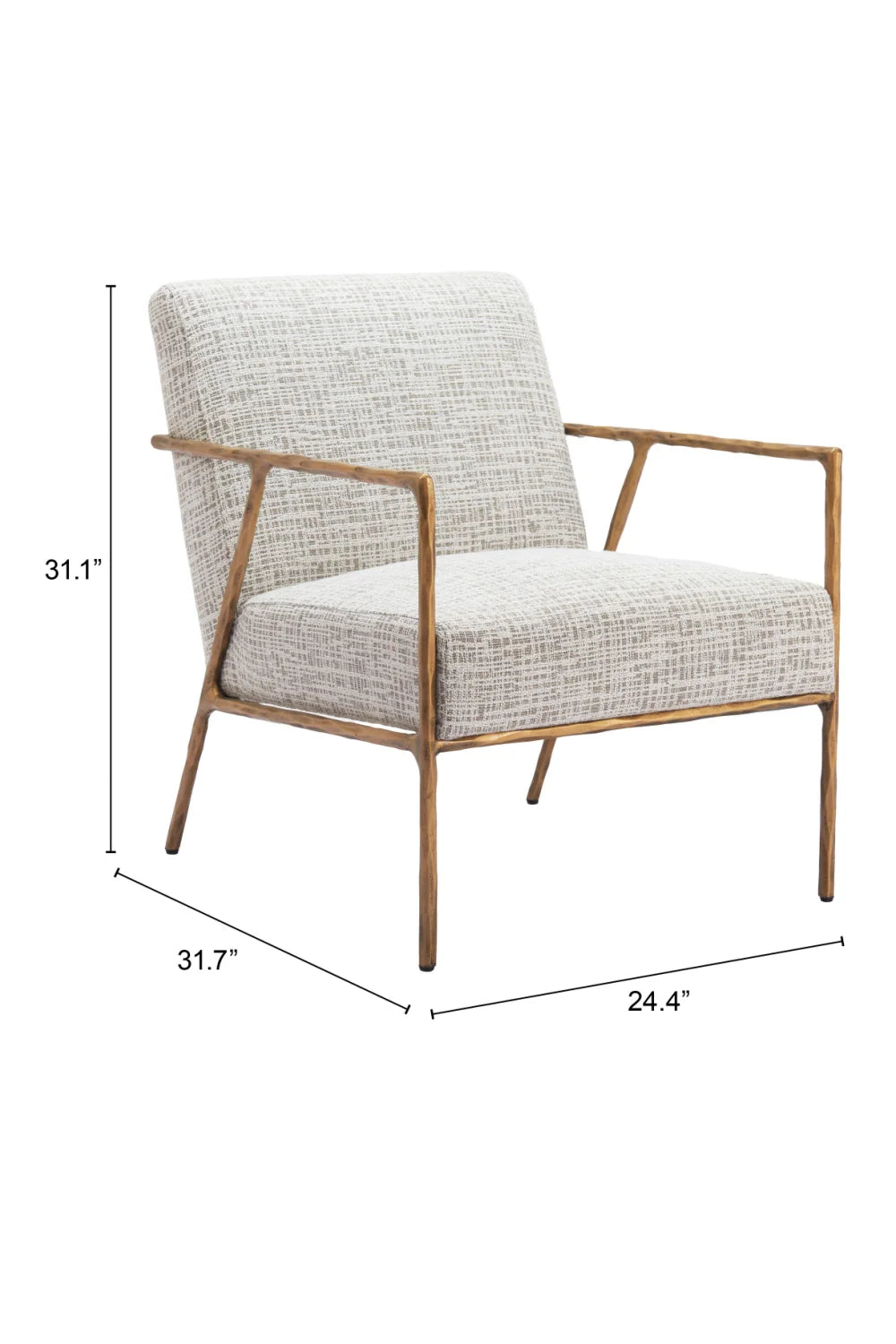 Luxury Steel Framed Beige Lounge Chair Modern Italian Style for Villa