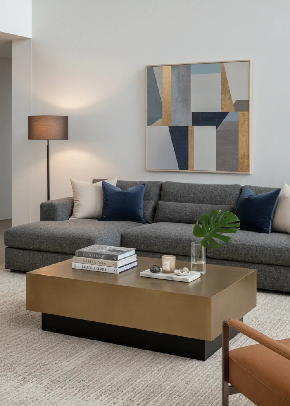 Luxury Steel Rectangular Coffee Table Modern Italian Style for Villa
