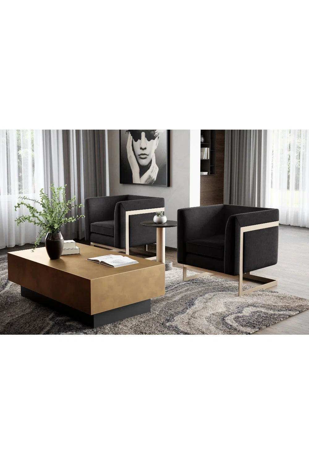 Luxury Steel Rectangular Coffee Table Modern Italian Style for Villa