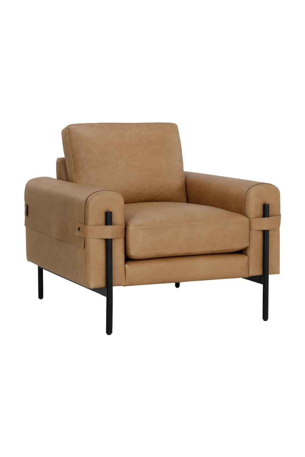 Luxury Strapped Brown Leather Lounge Chair Modern Italian Style for Villa