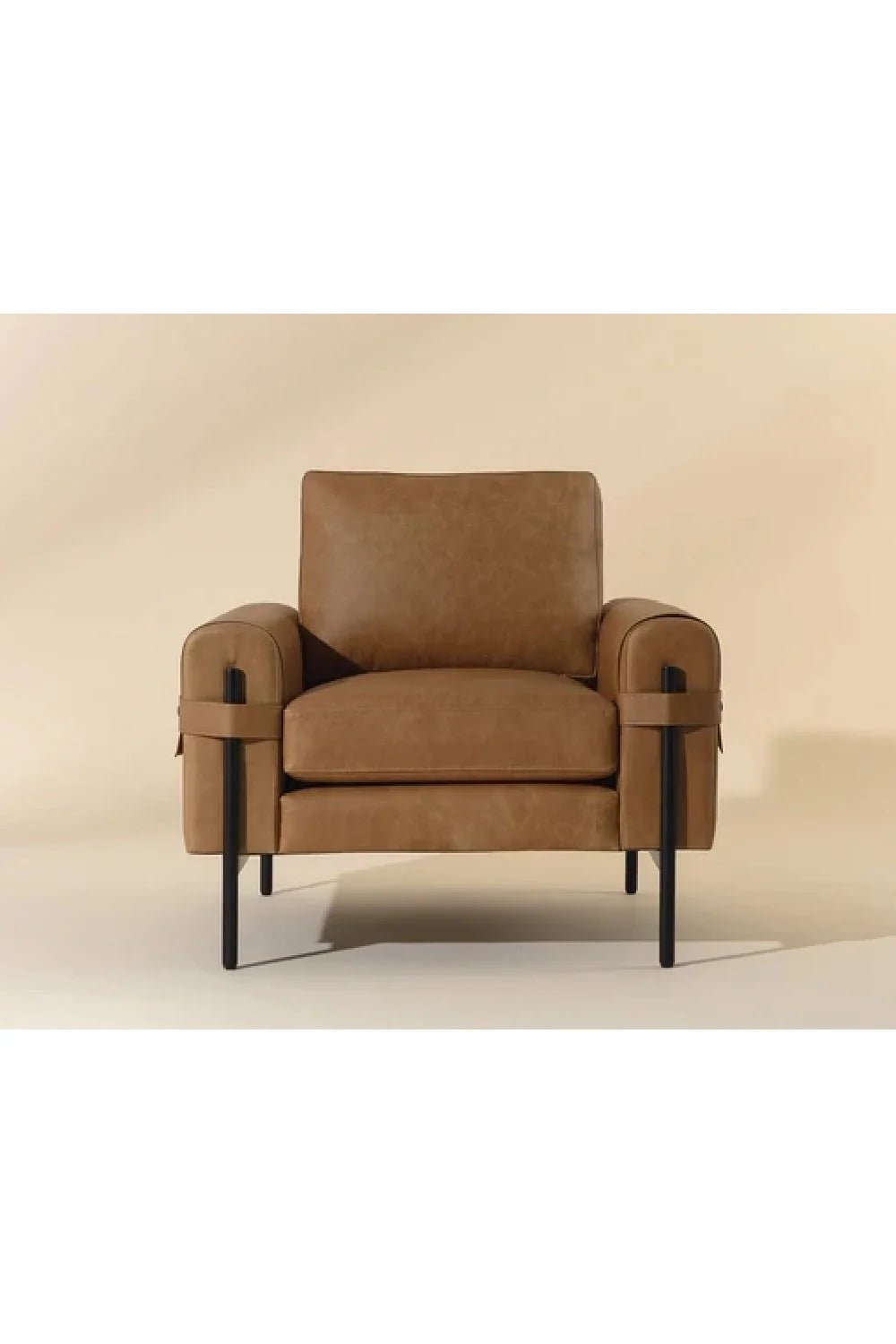 Luxury Strapped Brown Leather Lounge Chair Modern Italian Style for Villa