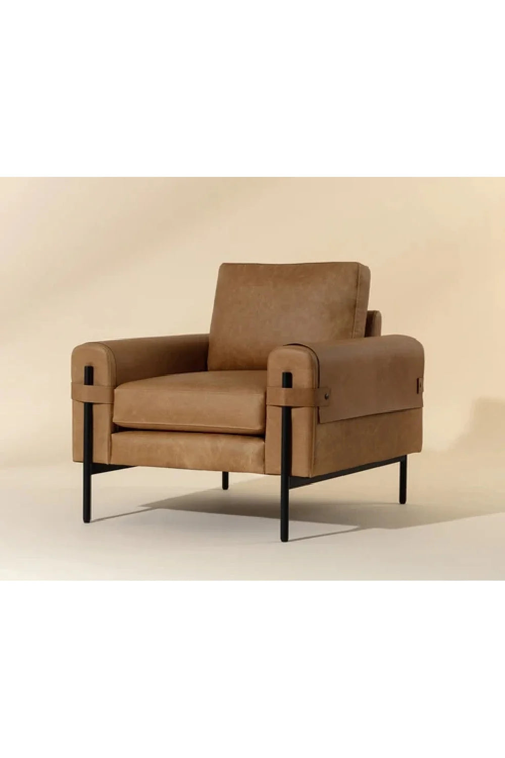 Luxury Strapped Brown Leather Lounge Chair Modern Italian Style for Villa