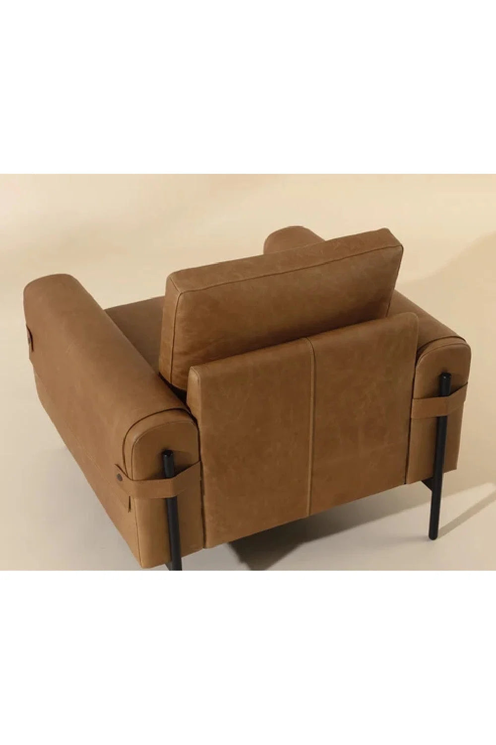 Luxury Strapped Brown Leather Lounge Chair Modern Italian Style for Villa