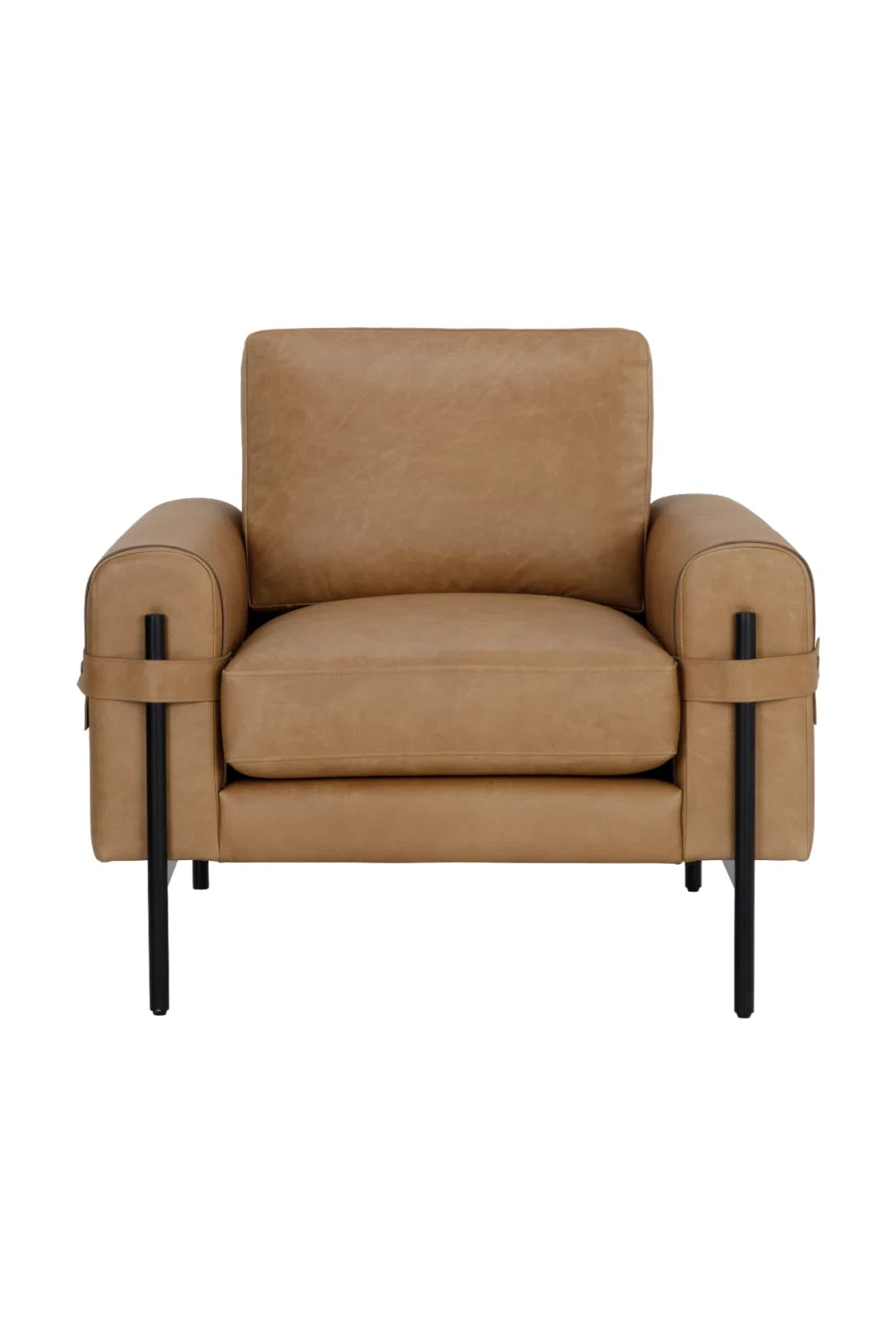 Luxury Strapped Brown Leather Lounge Chair Modern Italian Style for Villa