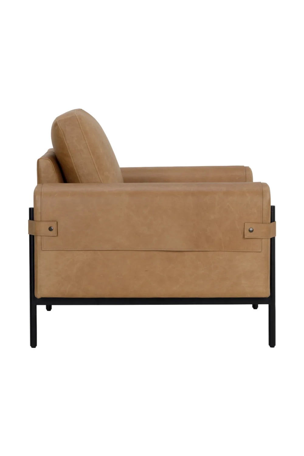 Luxury Strapped Brown Leather Lounge Chair Modern Italian Style for Villa