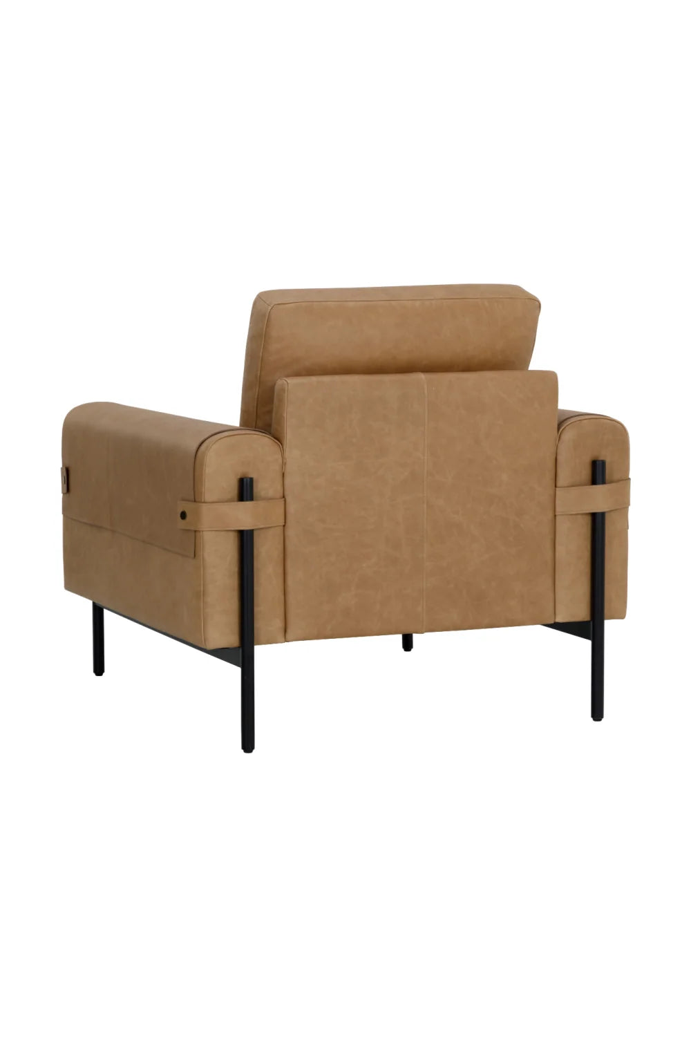 Luxury Strapped Brown Leather Lounge Chair Modern Italian Style for Villa