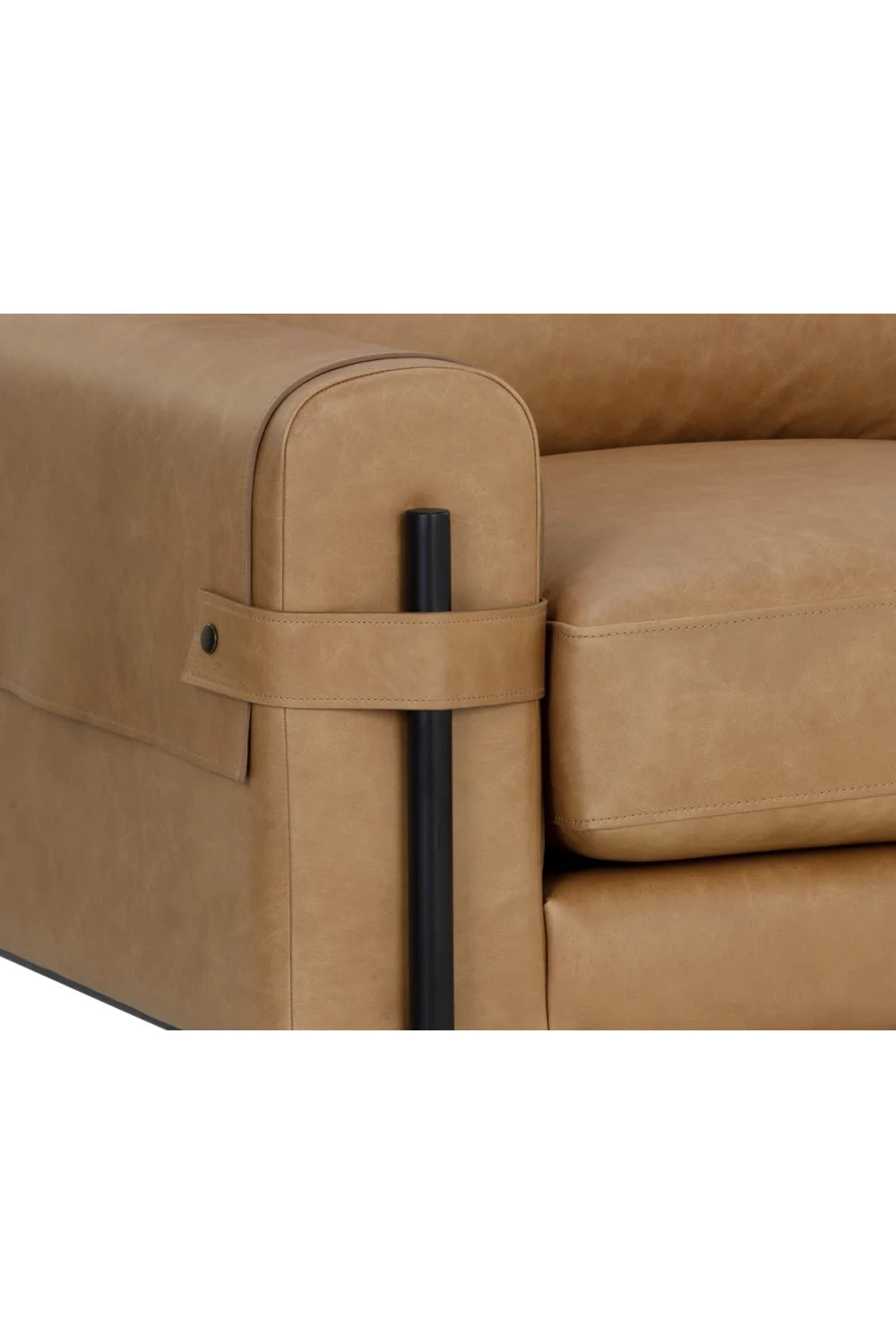 Luxury Strapped Brown Leather Lounge Chair Modern Italian Style for Villa