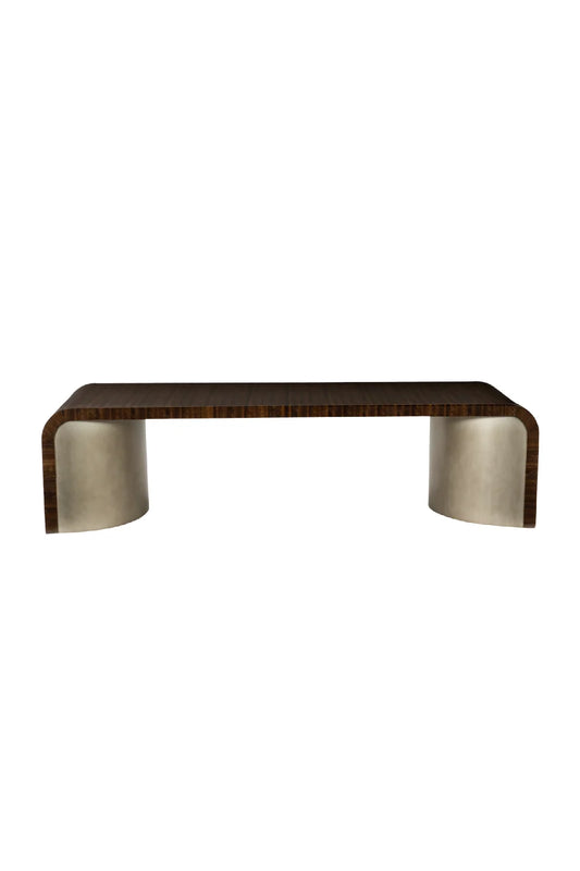 Luxury Streamline Eucalyptus Wood Coffee Table Modern Italian Style for Villa