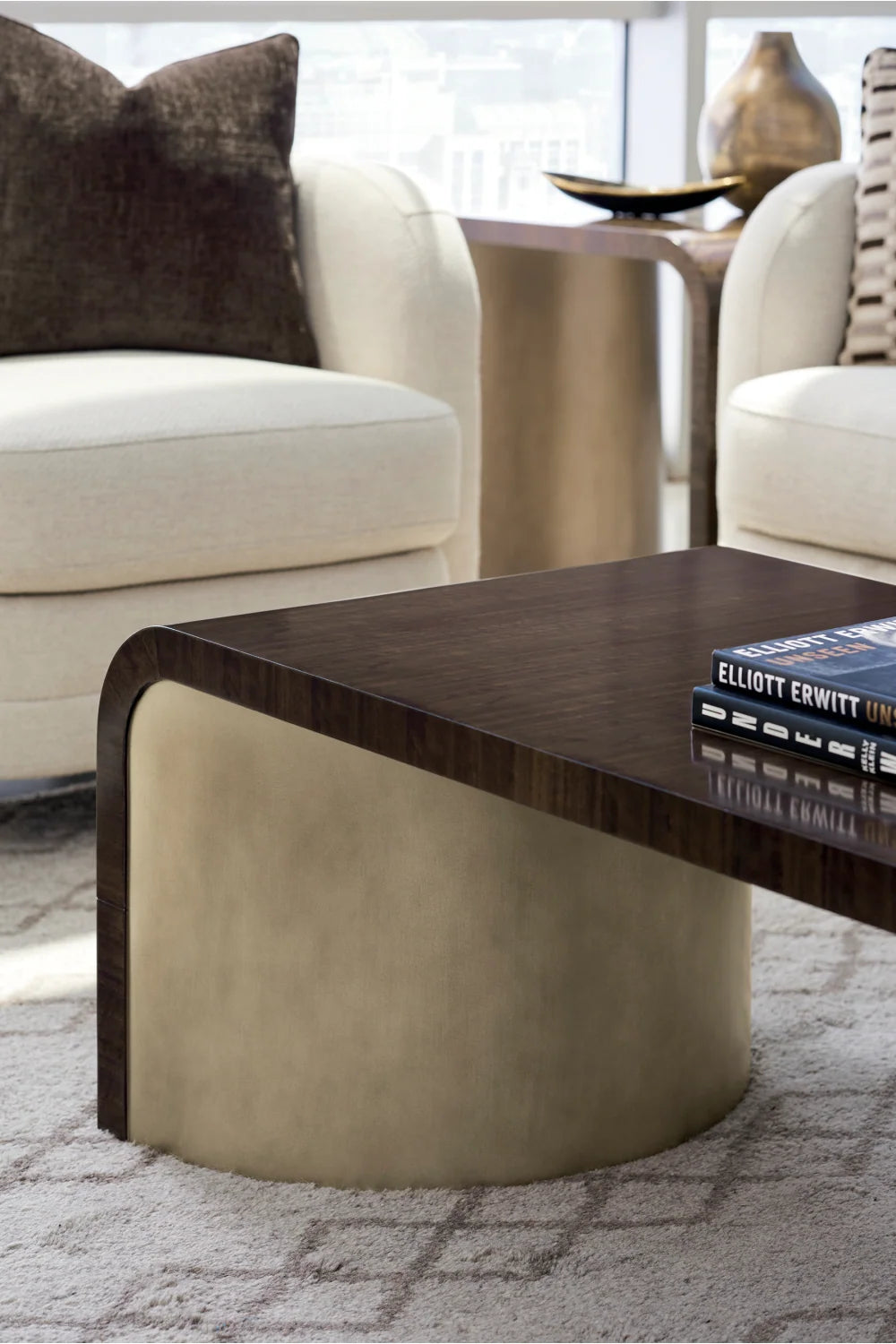 Luxury Streamline Eucalyptus Wood Coffee Table Modern Italian Style for Villa