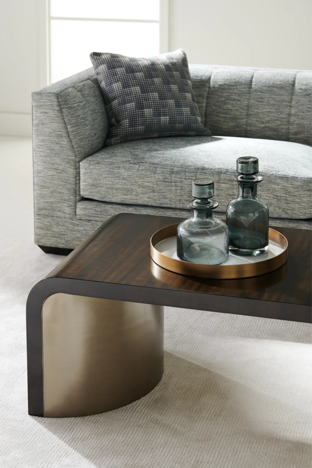 Luxury Streamline Eucalyptus Wood Coffee Table Modern Italian Style for Villa