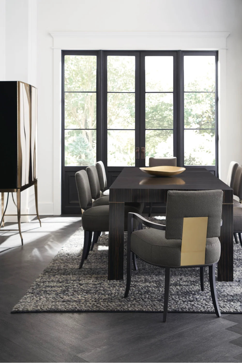 Luxury Striated Wood Extendable Dining Table Modern Italian Style for Villa