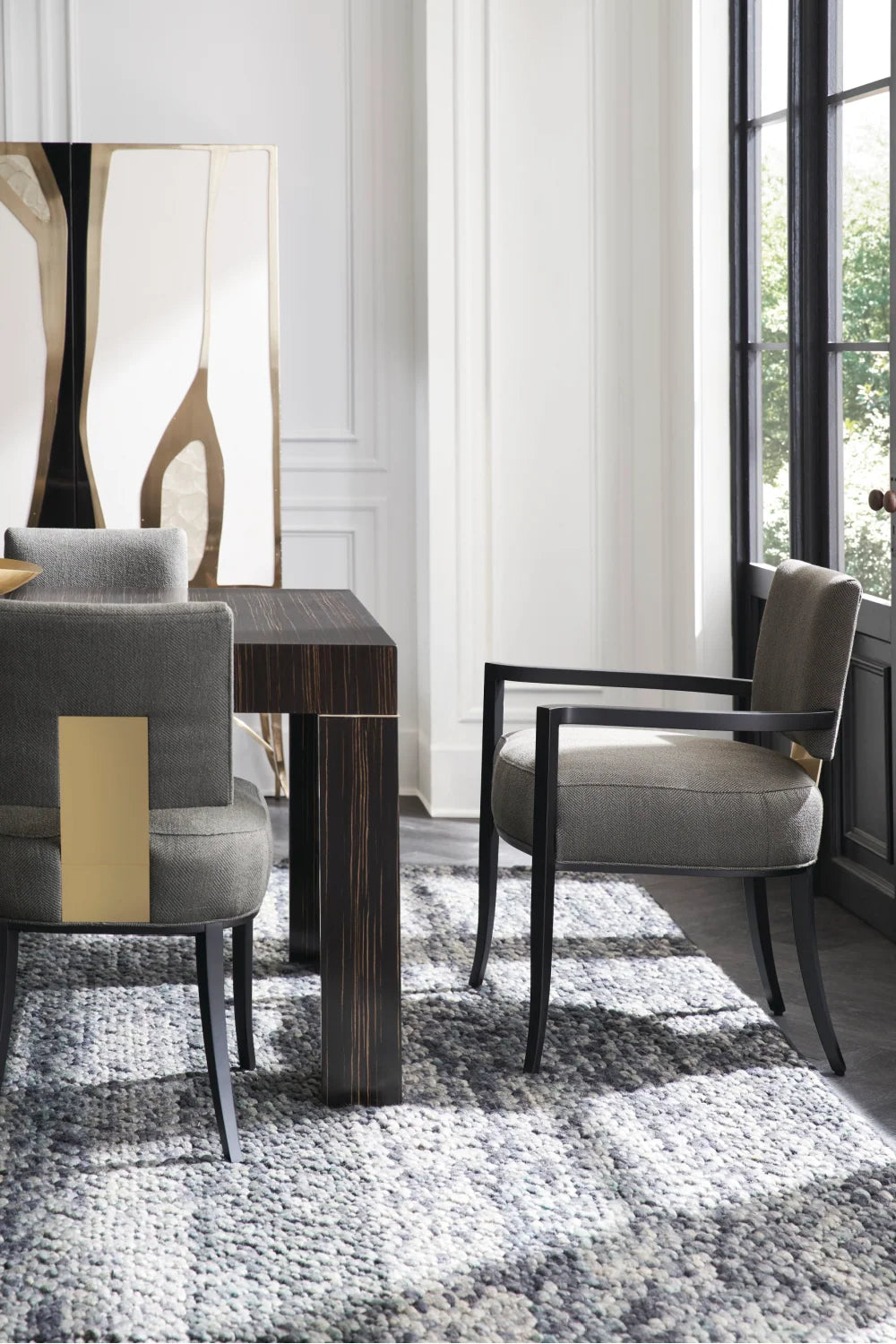 Luxury Striated Wood Extendable Dining Table Modern Italian Style for Villa