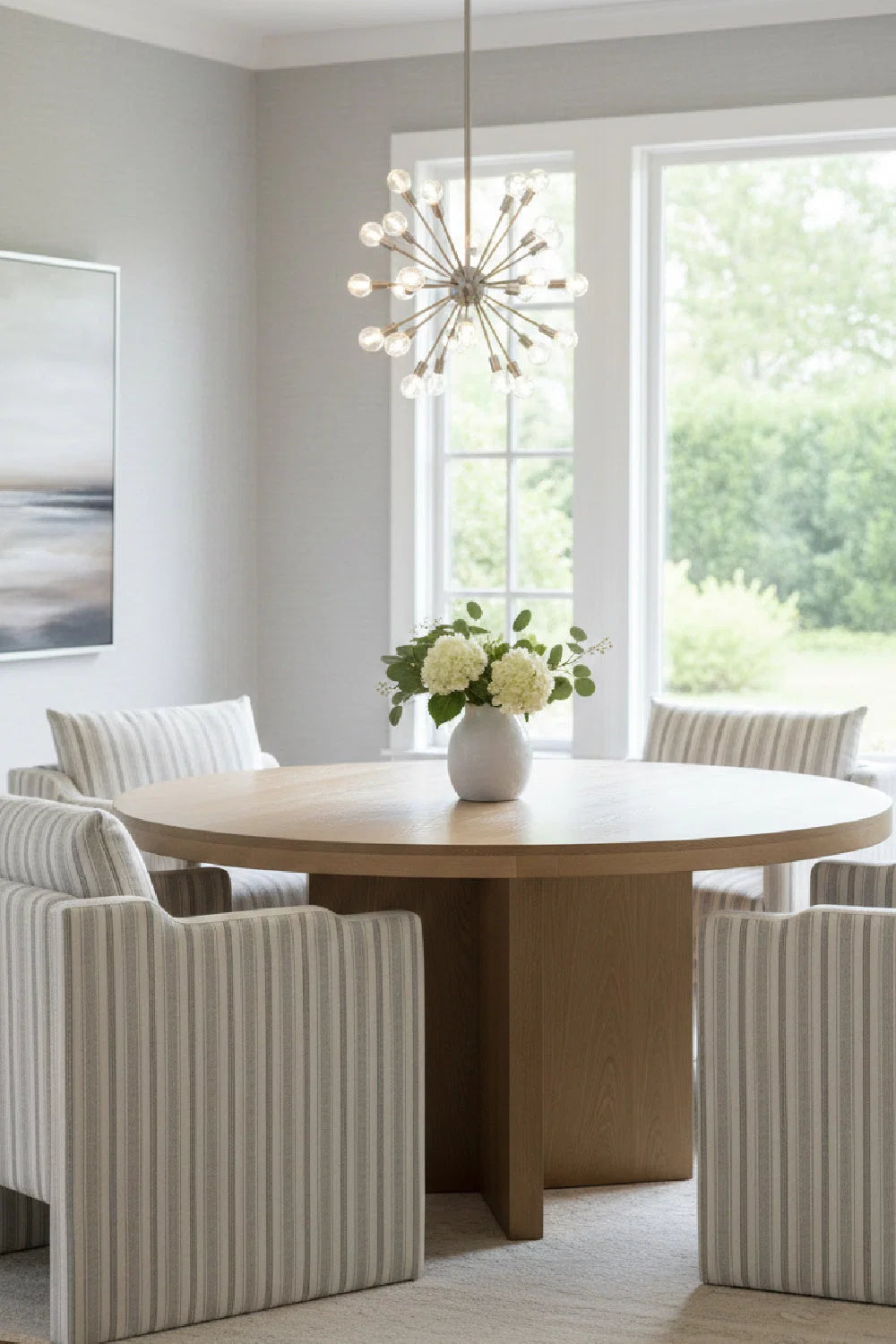 Luxury Stripe Patterned Modern Dining Armchair European Style for Villa