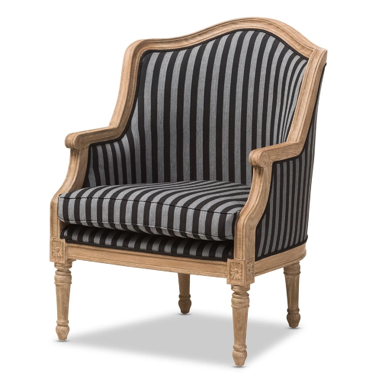 Luxury Striped Cotton French Accent Chair European Style for Villa
