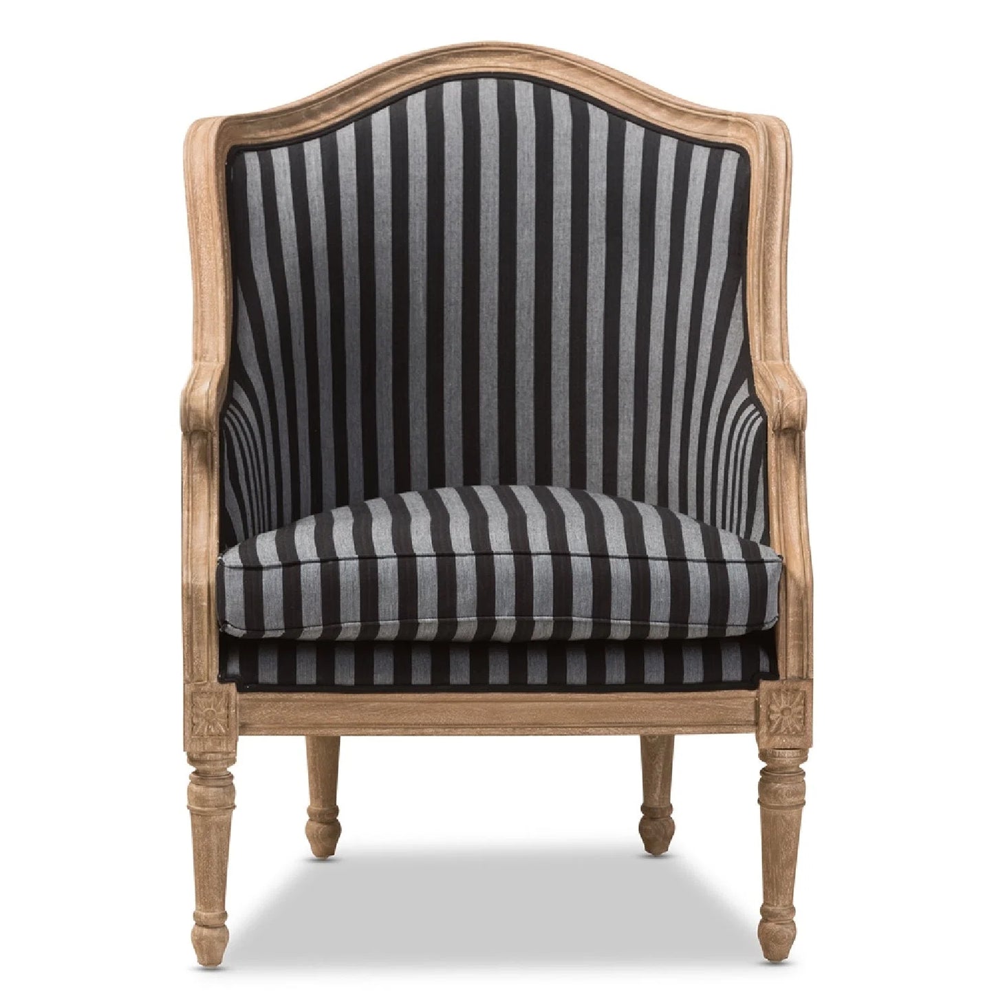 Luxury Striped Cotton French Accent Chair European Style for Villa