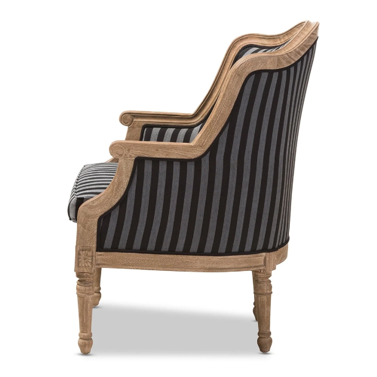 Luxury Striped Cotton French Accent Chair European Style for Villa