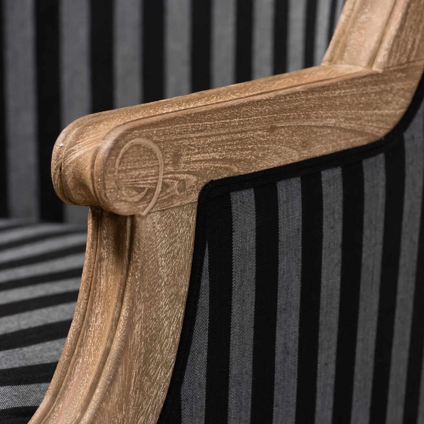 Luxury Striped Cotton French Accent Chair European Style for Villa