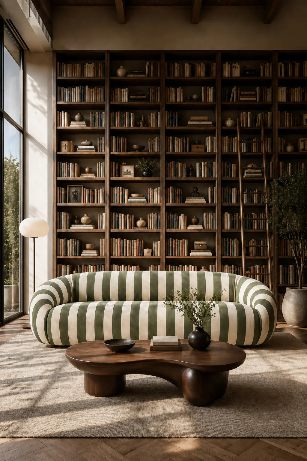 Luxury Striped Curved Fabric Sofa Modern Italian Style for Villa