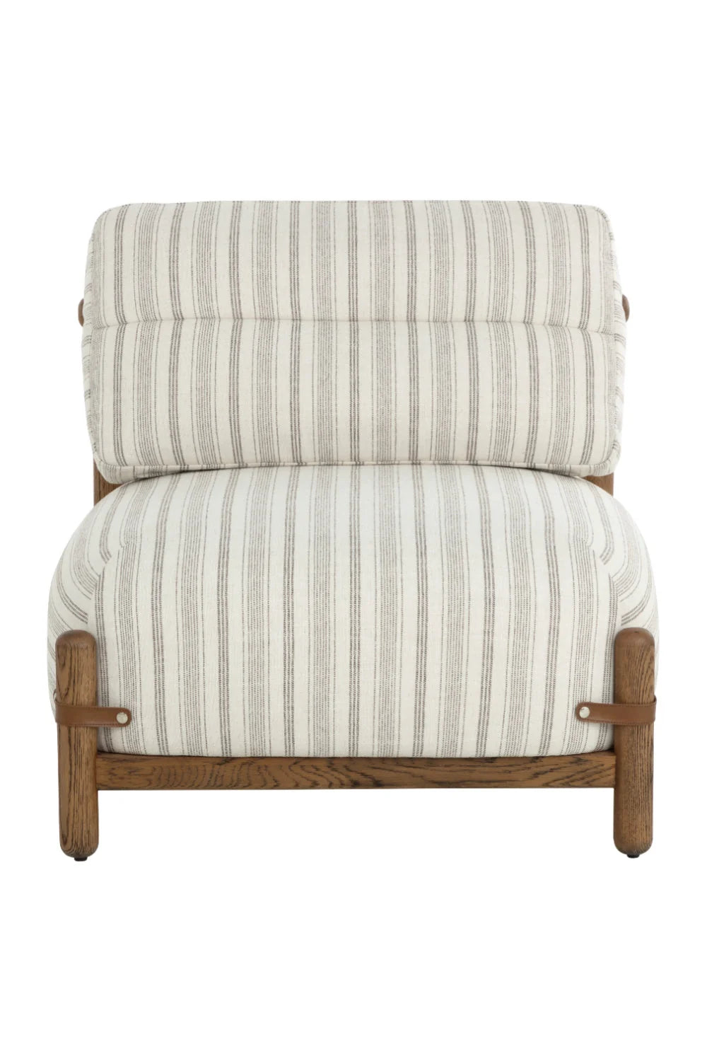Luxury Striped Fabric Oak Lounge Chair European Style for Villa