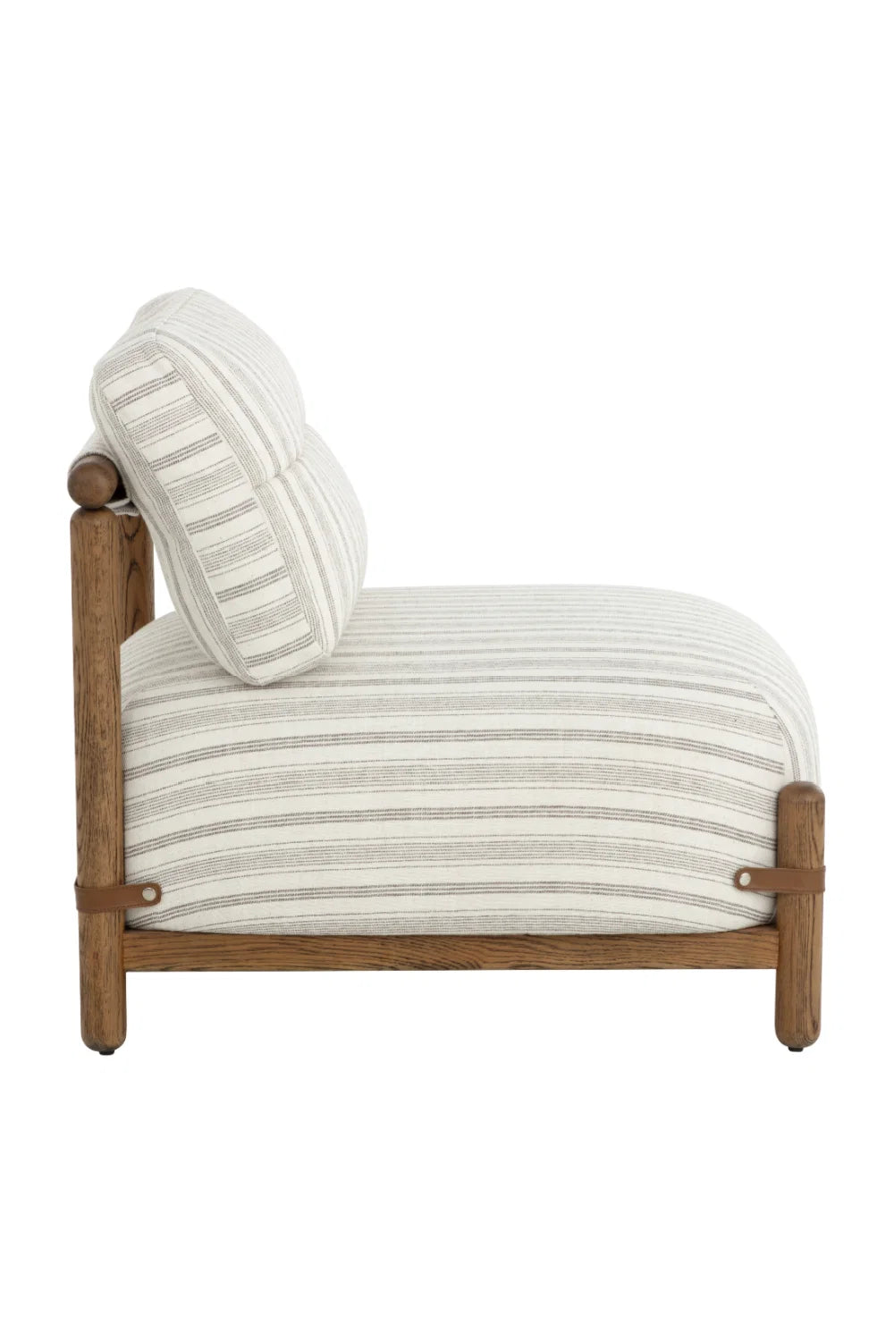 Luxury Striped Fabric Oak Lounge Chair European Style for Villa