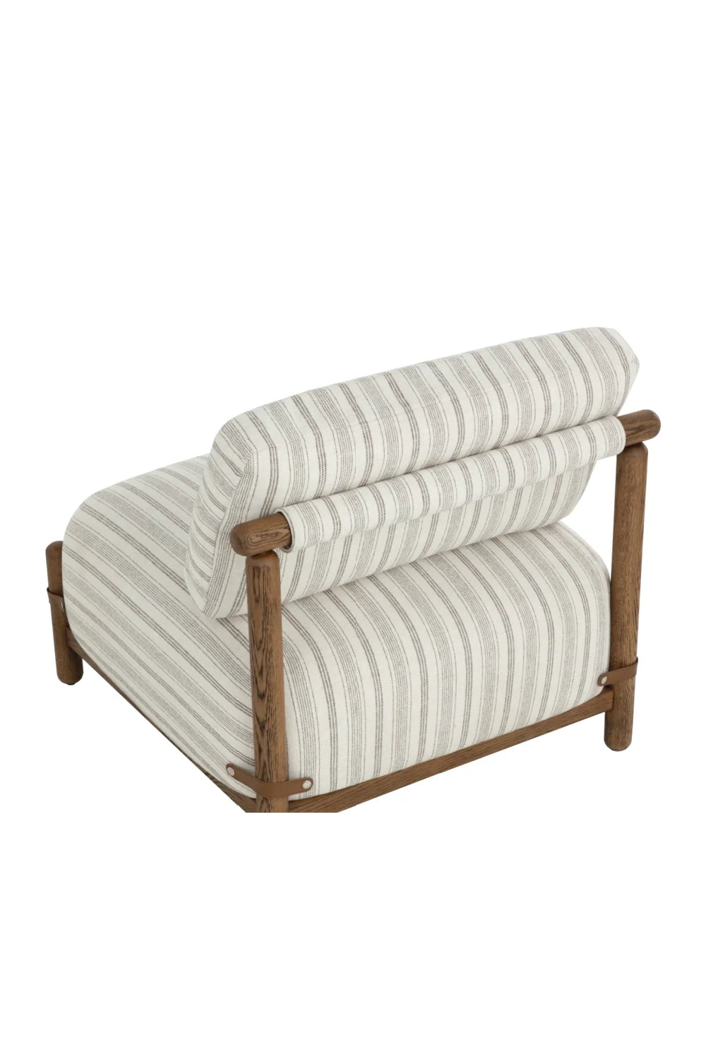 Luxury Striped Fabric Oak Lounge Chair European Style for Villa