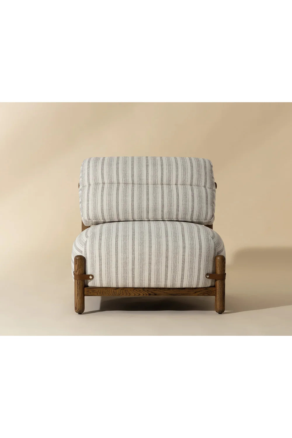 Luxury Striped Fabric Oak Lounge Chair European Style for Villa