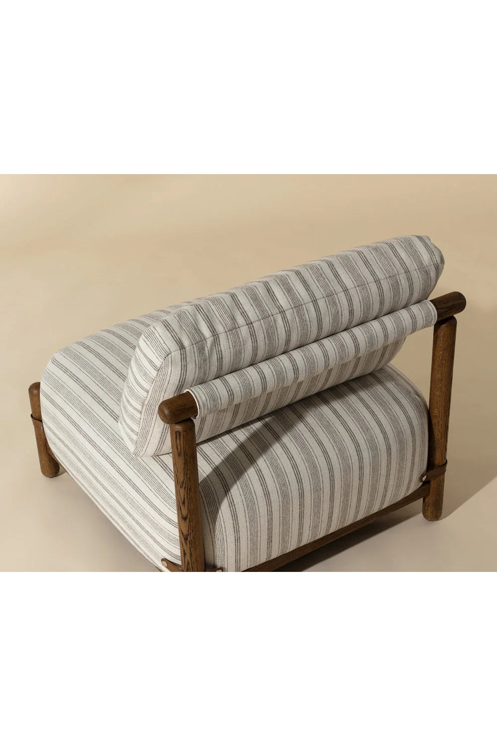 Luxury Striped Fabric Oak Lounge Chair European Style for Villa