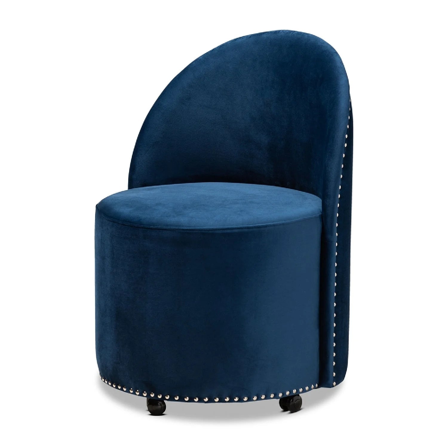 Luxury Studded Velvet Rolling Accent Chair European Style for Villa