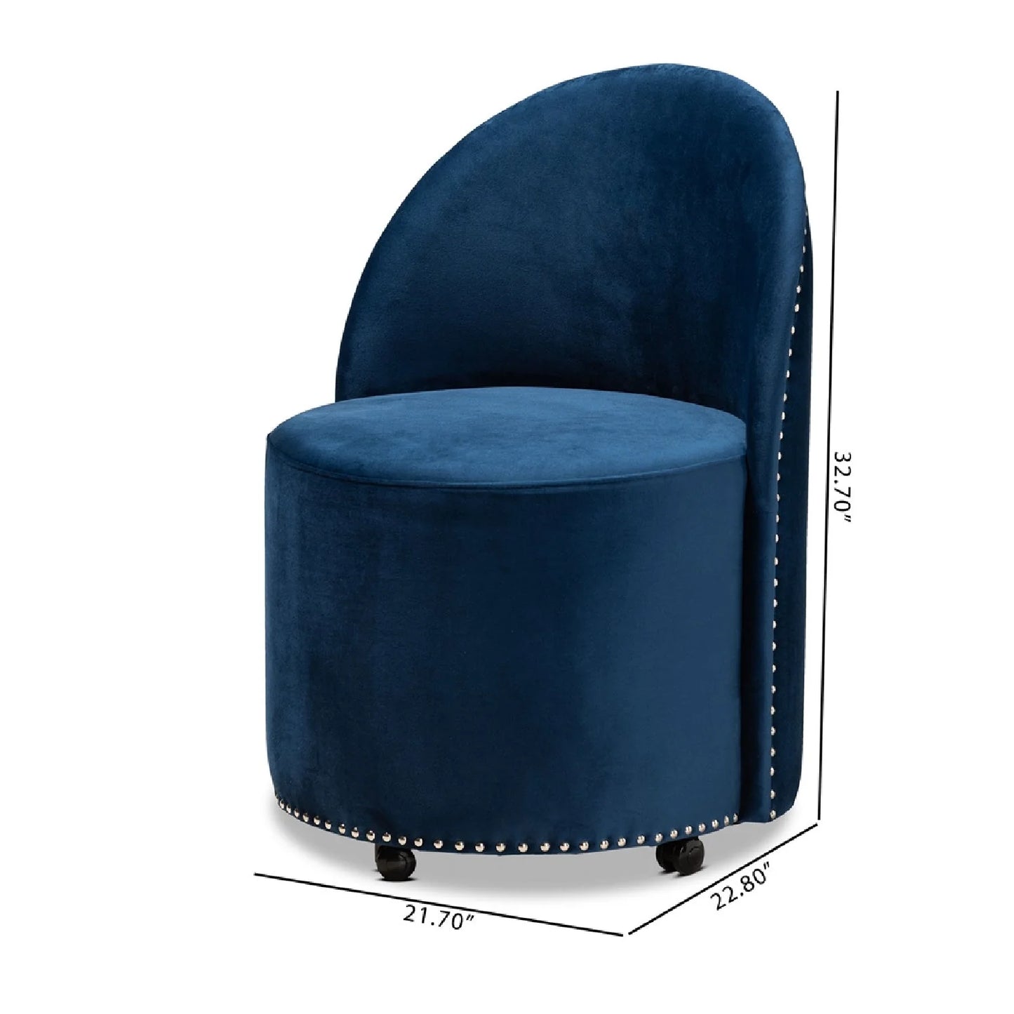 Luxury Studded Velvet Rolling Accent Chair European Style for Villa
