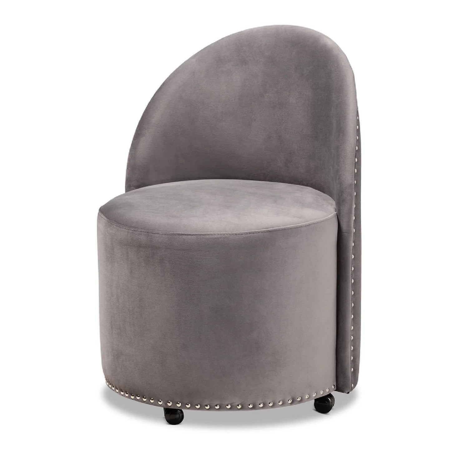 Luxury Studded Velvet Rolling Accent Chair European Style for Villa