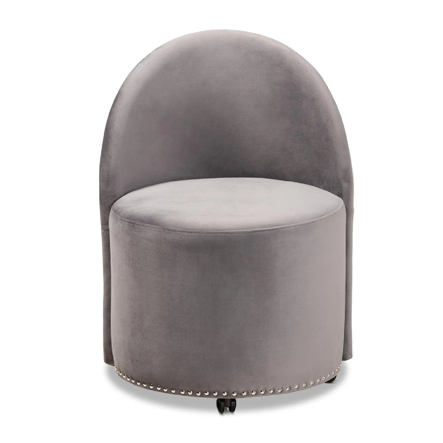 Luxury Studded Velvet Rolling Accent Chair European Style for Villa