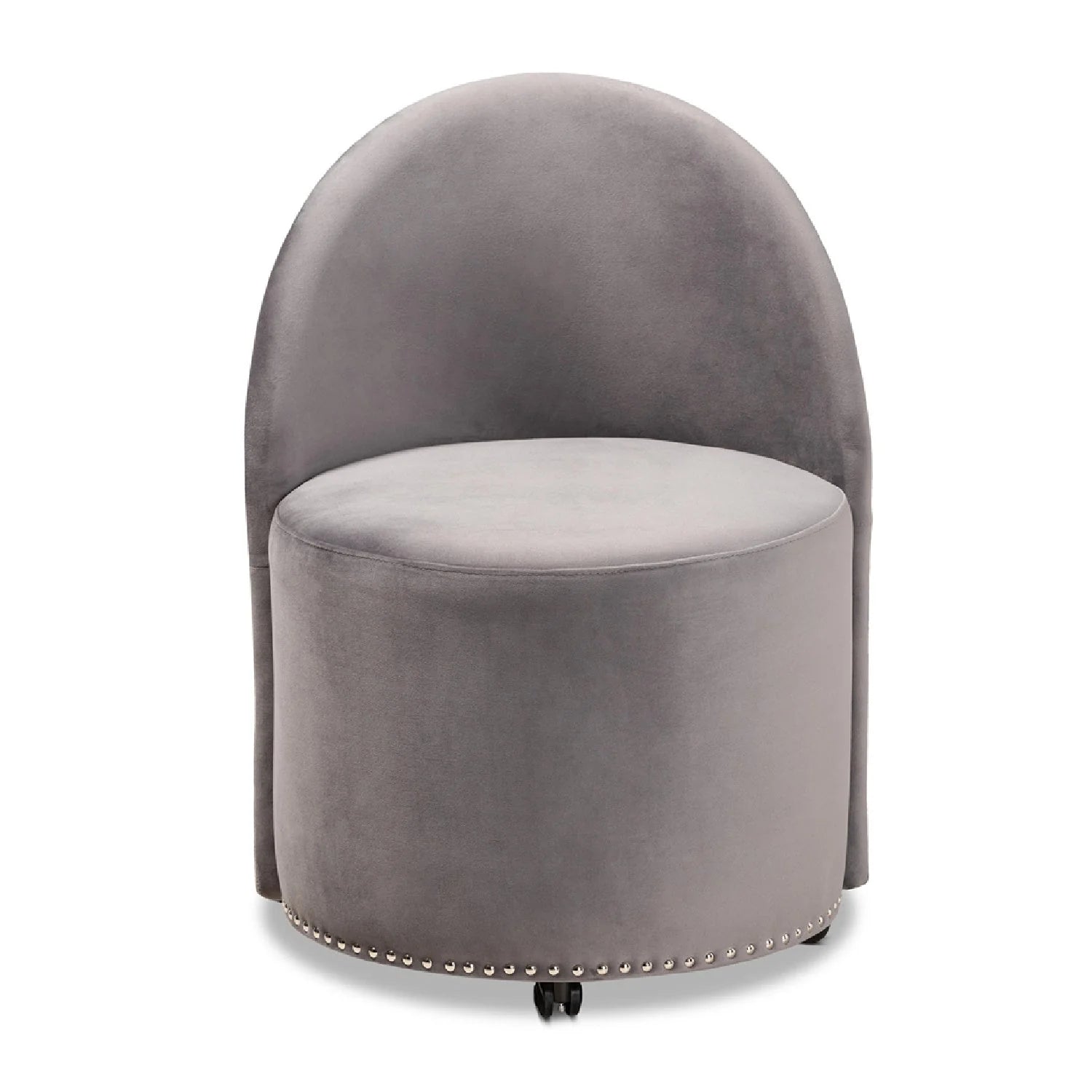 Luxury Studded Velvet Rolling Accent Chair European Style for Villa