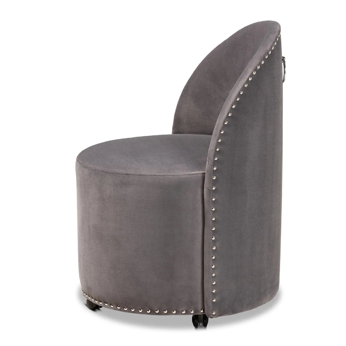 Luxury Studded Velvet Rolling Accent Chair European Style for Villa